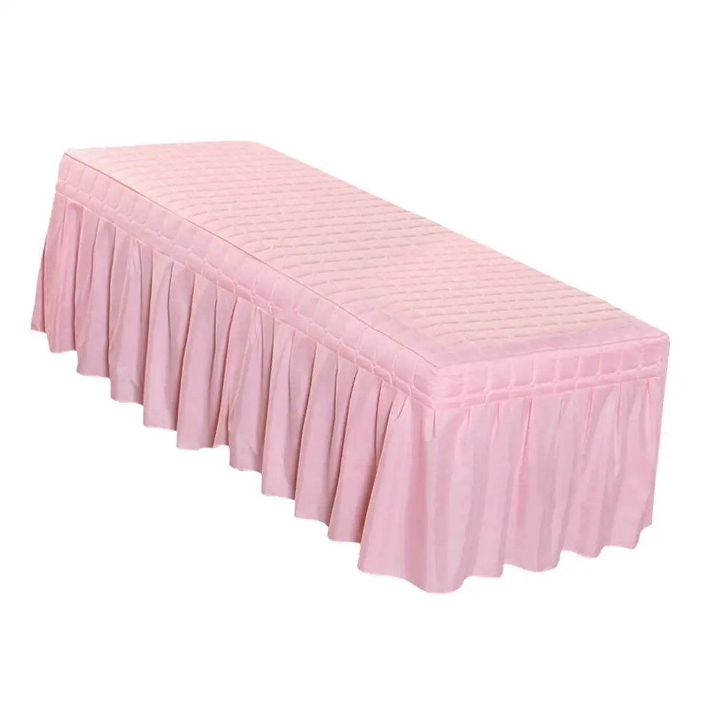 Cosmetic Bed Cover Massage Table Sheet Breathable Face Hole Plush Valance Skirt Washable for Spa Clinic Hotel