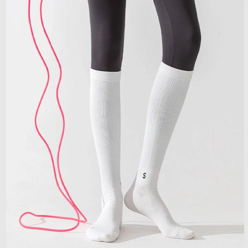 1/3/5 Pairs Women Knee High Yoga Socks Soft Stretchy Ribbed Long Sports Sock High Quality Comfortable Solid Color Casual Sox