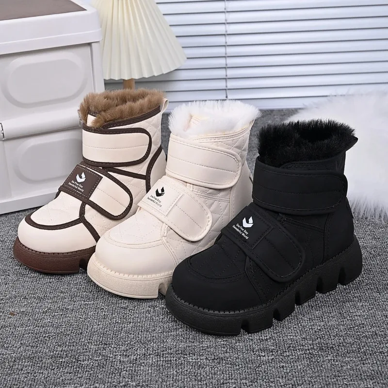 2026 Winter New Fur Keep Warm Snow Boots Women Waterproof Platform Flats Heel Shoes Snow Boots Female Footwear Short Ankle Boots