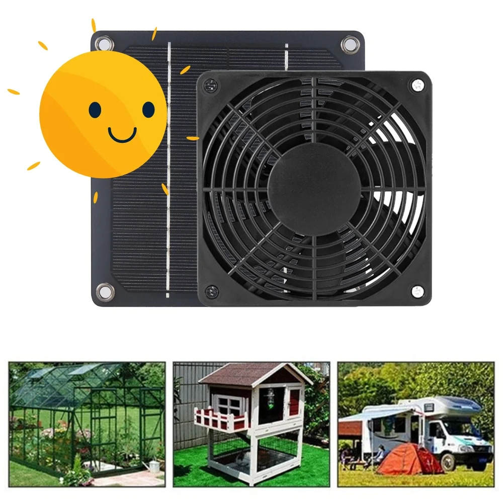 10W 12V Solar Exhaust Fan 6 Inch Mini Ventilator Solar Panel Powered Fan Air Extractor for Dog Chicken House RV Greenhouse Fan