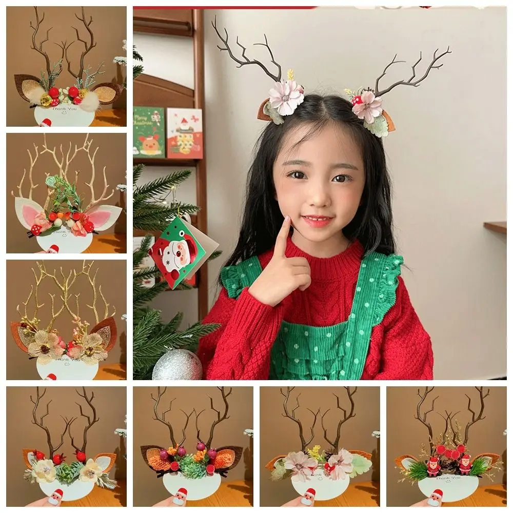 Bowknot Christmas Hairpin Merry Christmas Decor Plush Elk Hair Clip Kids Gifts Christmas Tree Christmas Hat Headabnd Children's