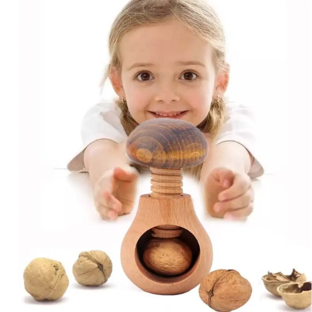 Crafts Wooden Mushroom Nutcracker Spiral Design Adjustable Walnuts Cracker Professional Manual Walnut Sheller Almond
