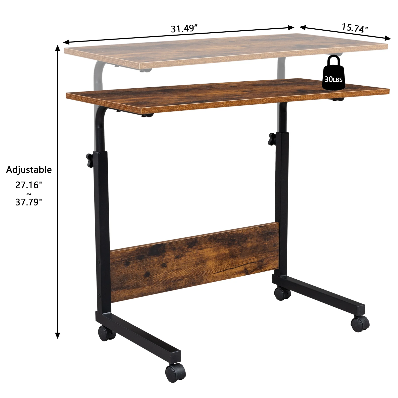 23373712Replace encoding--Rolling & Height adjustable P2 15MM Chipboard & Steel Side Table with Baffle