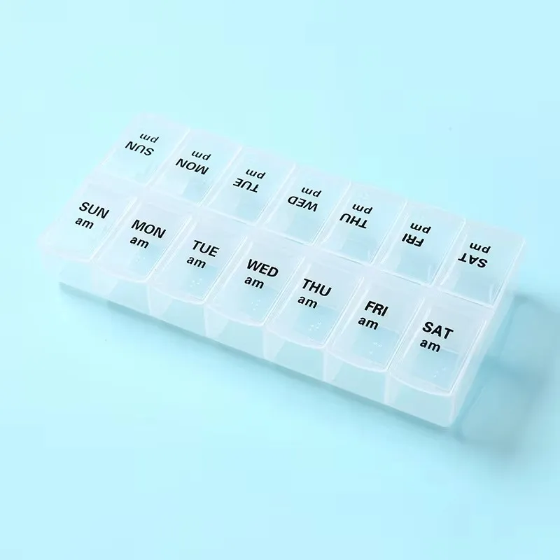 Doppelreihige Verpackung 14-Tage Tragbare Praktische Medizinbox 7 Tage die Woche Große Kapazität Medikamenten-Aufbewahrungsbox – Detail 8