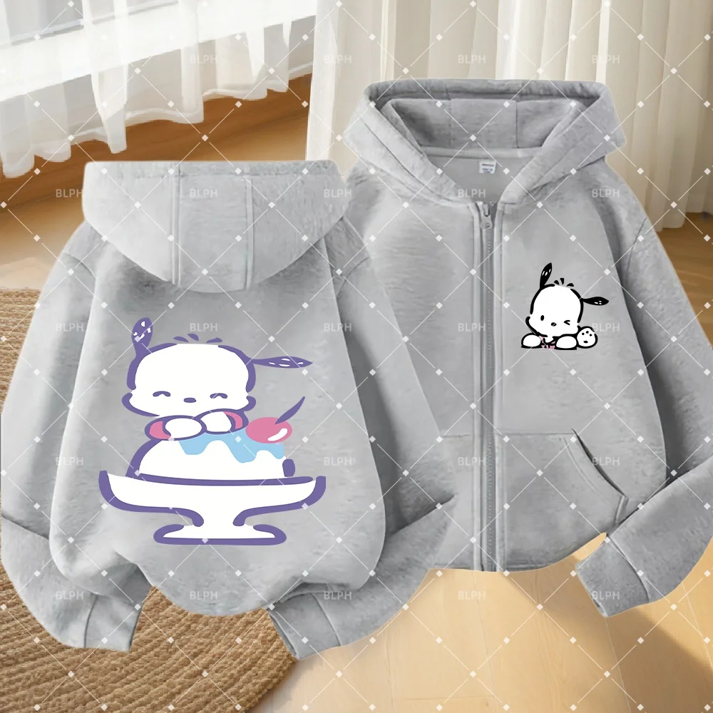 

Милый детский свитшот с принтом Sanrio Pompompurin, очаровательный детский пуловер с мультяшными персонажами для повседневной носки