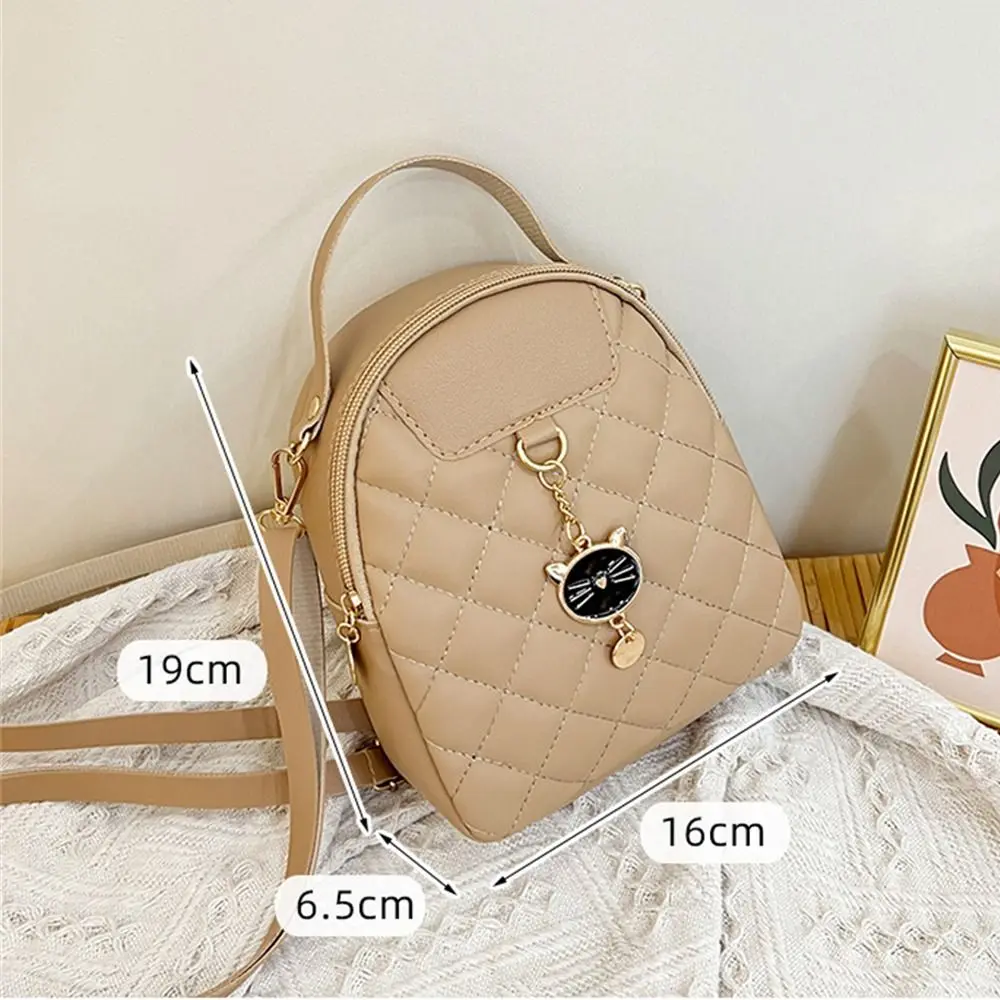 Fashion Small Backpack Women Girls Shoulder Bags Grids PU Leather Bag Mini School Bags Casual Rucksack