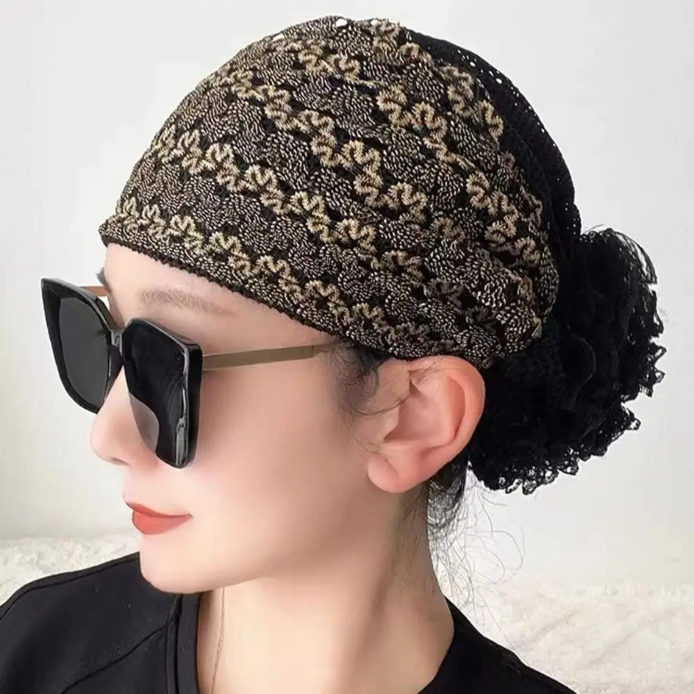 

Soild Color Muslim Headscarf Cap Fashion Lace Acrylic Fibers Turban Headband Women