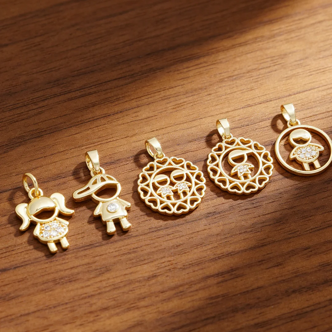 

3Pcs Pendants Brass Cubic Zirconia Geometric Heart Frame Boy Girls Charms for DIY Jewelry Necklace Bracelet Making Accessories