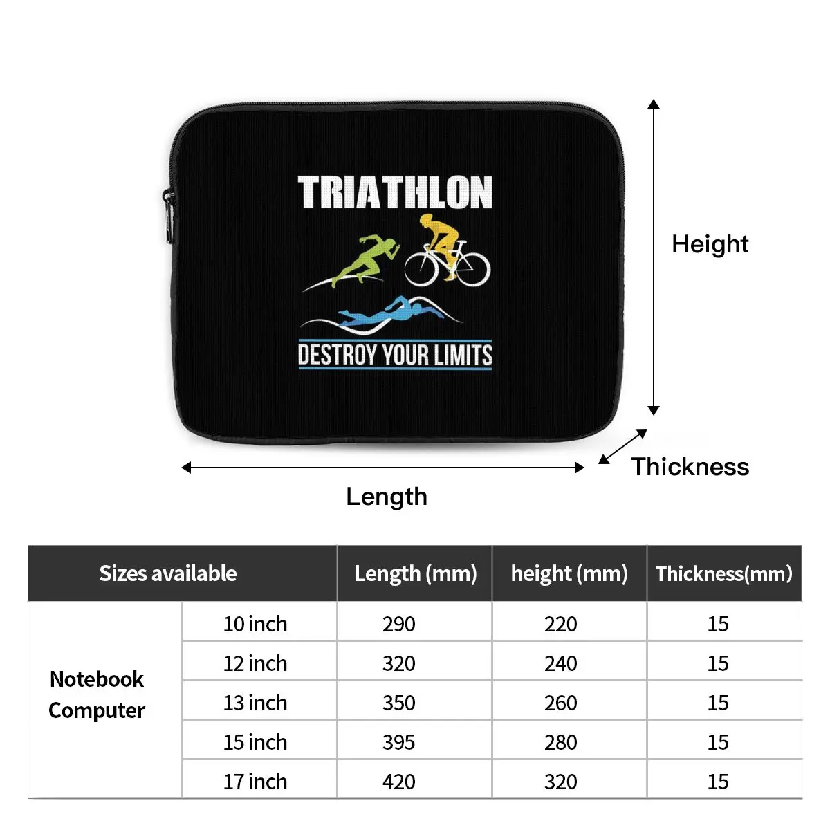 Triathlon Swimming Cycling Running Notebook Laptop Bag Case Pouch Notebook Sleeve Cover Bag Tablet Shockproof Case Bag