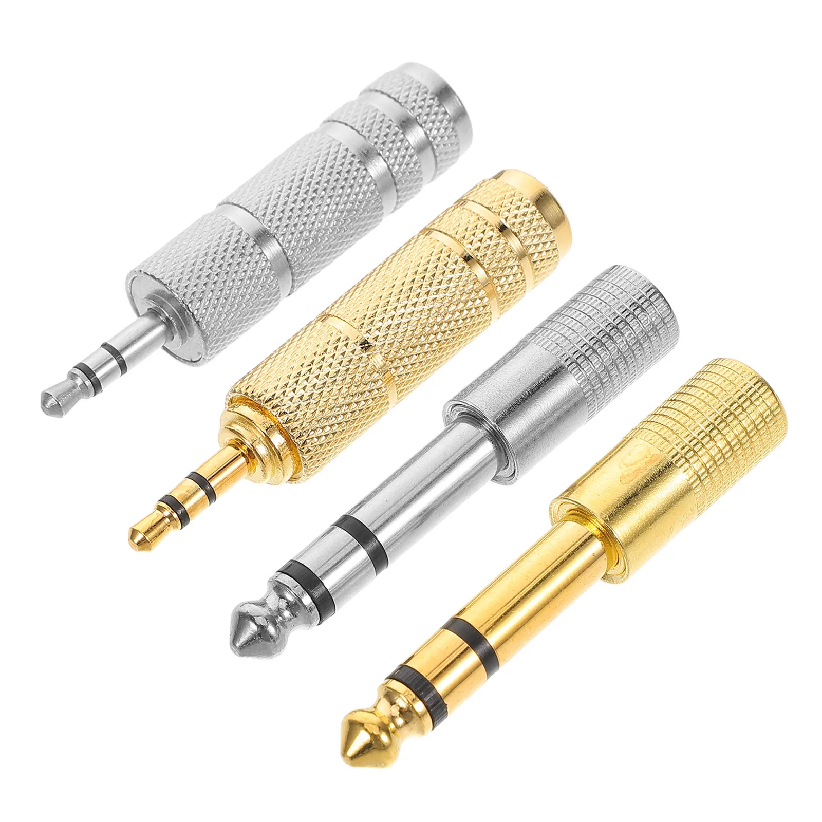 4pcs Audio Adapter 6 5mm to 3 5mm Microphone Connector Converter Gilded Metal Durable Bidirectional Stage Equipment Interface