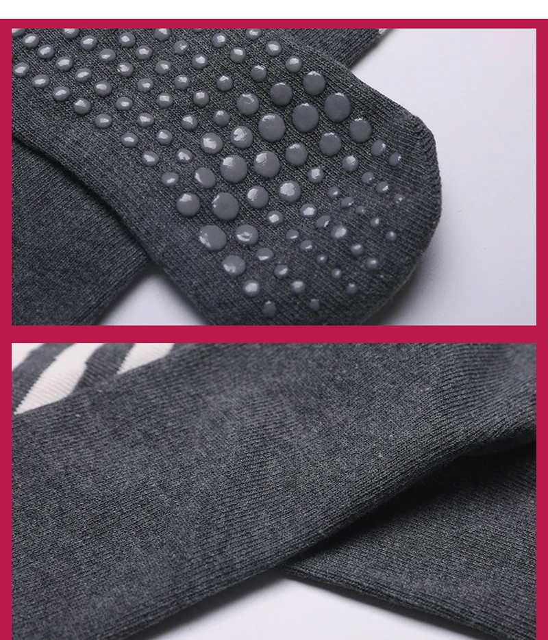 Herbst Winter Frauen Yoga Socken Gestreiften Baumwolle Fitness Atmungsaktive Pilates Socken Mittelrohr Nicht-Slip Gym Dance Ballett Grip socken – Detail 11