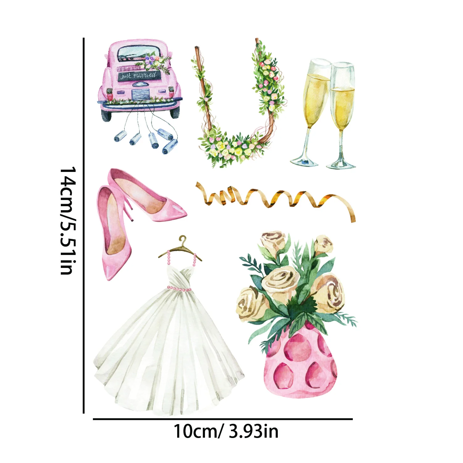 60 Stück PET-Hochzeitsaufkleber, transparent, wasserdicht, selbstklebend, für DIY-Bastelarbeiten, Hochzeitsdekoration, Scrapbooking-Zubehör, Collage – Detail 6