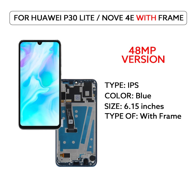 LCD Display Voor Huawei P30 Lite Nova 4e Touch Screen Digitizer 6.15 "MAR-AL00 MAR-TL00 MAR-LX2 Getest Vervangende Onderdelen Hot Koop