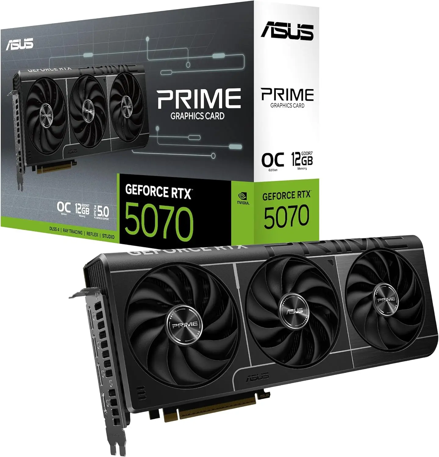 

RTX™ 5070 OC Edition Graphics Card, NVIDIA, Desktop (PCIe® 5.0, 12GB GDDR7, HDMI®/DP 2.1, 2.5-Slot, Axial-tech Fans, Dual BIOS)