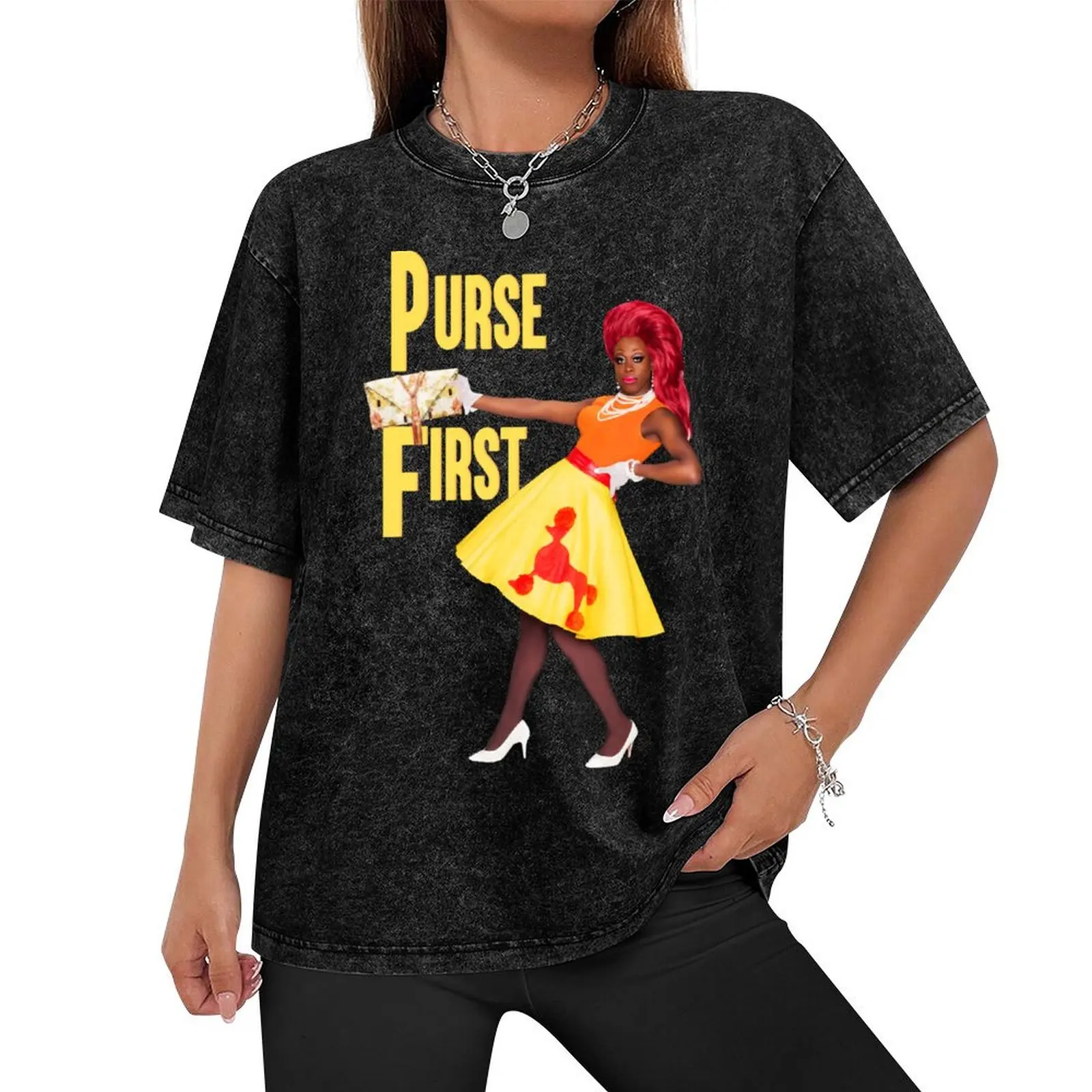 PURSE FIRST T-Shirt vintage custom t shirt vintage graphic tee summer top men clothing