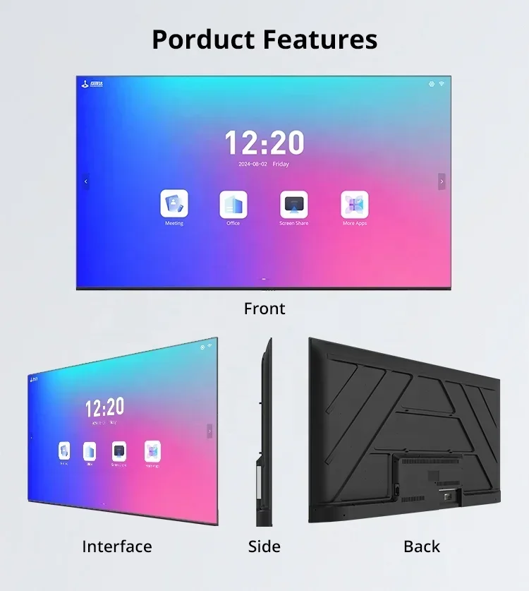 سعر المصنع 4k 65 بوصة تعمل باللمس برنامج متعدد اللغات Lcd تلفزيون ذكي أندرويد السبورة التفاعلية
