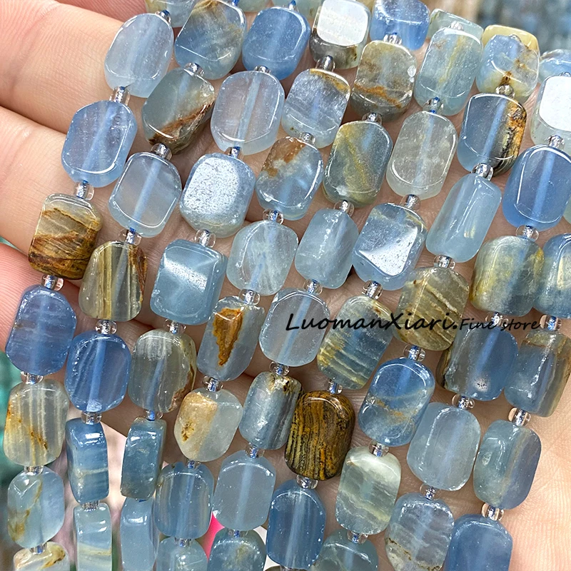 Natural Stone Blue Calcite 8x12MM Irregular Rectangle Spacer Beads for Jewelry Making Diy Earrings Bracelets Accessories