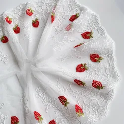 18.5CM Strawberry Sof t Mesh Embroidery Lace Trimmings Girls Dress Accessories Lace Fabric Sewing Crafts Material