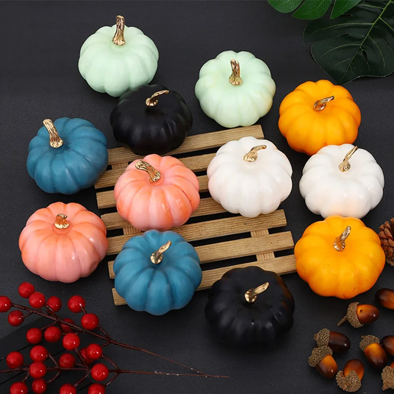 Realistic Artificial Pumpkins Mini Fake Vegetable Simulation Pumpkins Halloween Thanksgiving Party Desktop Ornament Home Decor