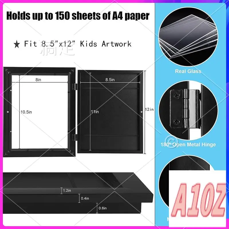 0Z-Front Opening Kids Art Display Frames 13.8X10.4Inch, For Kids Drawing Crafting(White, 2PCS)