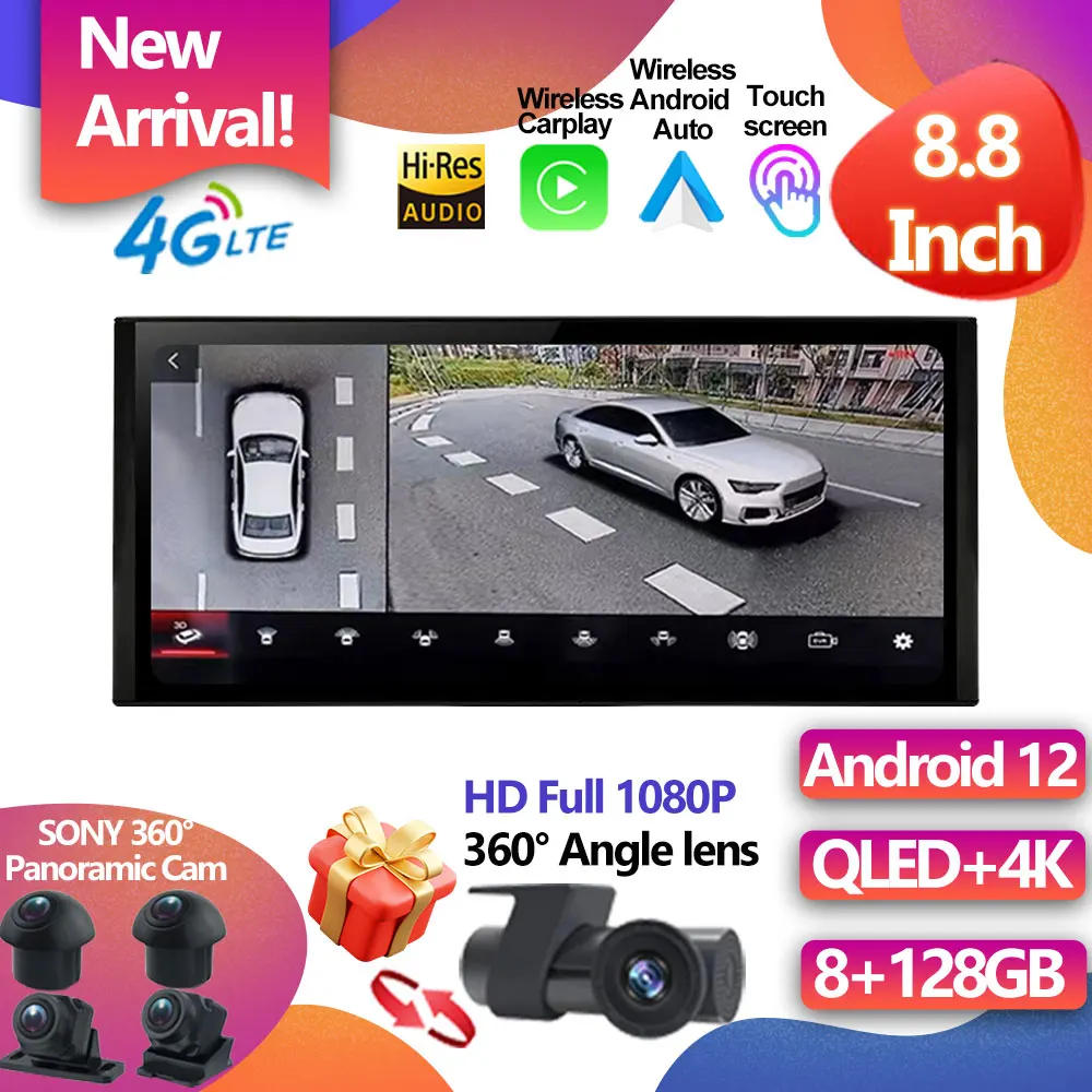 

For Audi A1 Q2 8 Core Android 12 System Car Multimedia Radio WIFI SIM 8+128GB RAM BT IPS Touch Screen GPS Navi Tablet Carplay