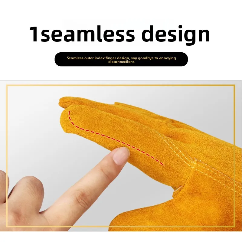 Labor protection welding gloves cowhide high temperature resistant anti-scalding short welder soft leather protective gloves