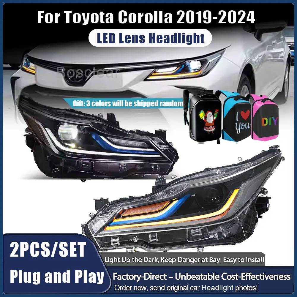 

Автомобильные фары для Toyota Corolla 2019-2022, 2023, 2024: Светодиодные проекционные фары, дневные ходовые огни, автомобильные аксессуары