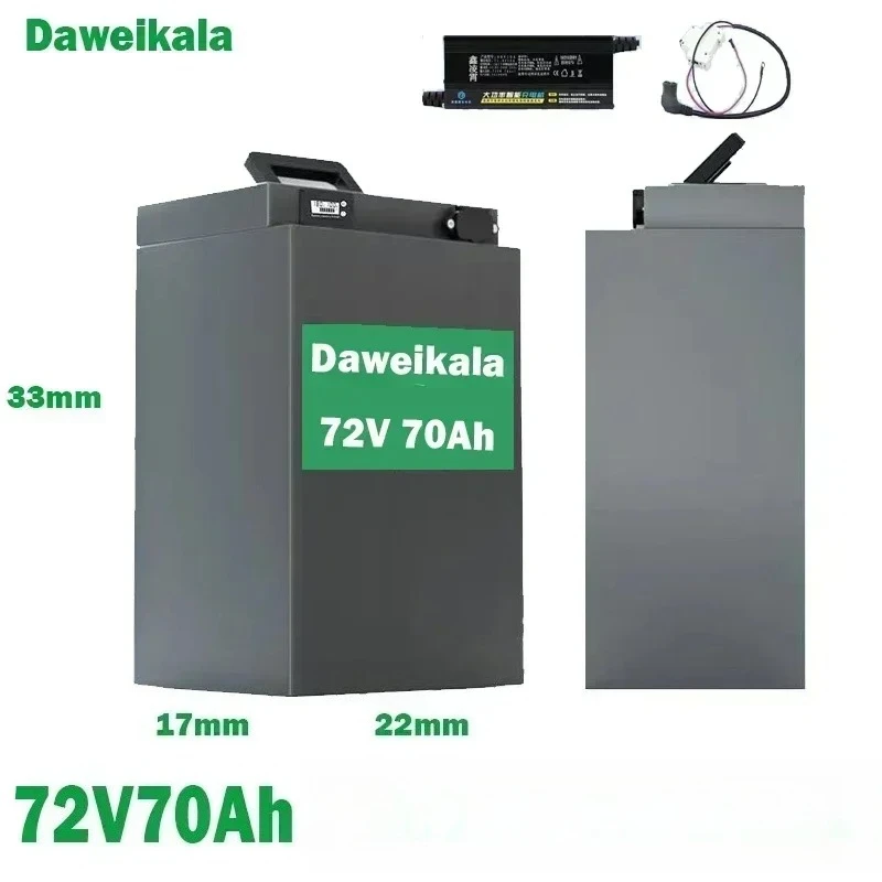 72V Lithium-Ion Battery with BMS 70AH for Motorcycle Electric Car Pedal Energy Golf Cart High Capacity Rechargeable Battery
