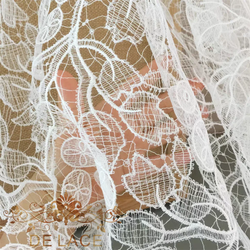 SXGN New Style Wedding Dress Lace Fabric Hollow Out Floral Pattern Bridal Wedding Dress Lace Fabric
