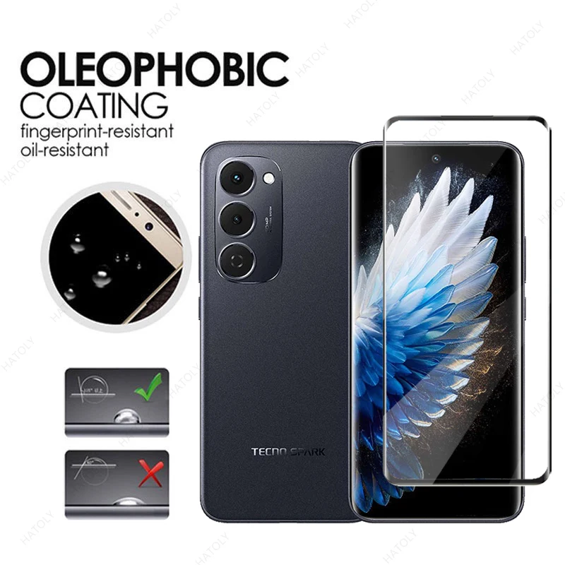 Para Tecno Spark 40 Pro Plus película protectora de vidrio para Tecno Spark 40 Pro Plus Protector de pantalla de borde 3D Protector de lente de cámara