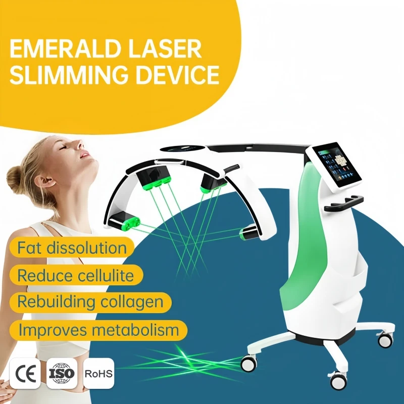 2025 أحدث 10D ليزر الزمرد غير مؤلم 532nm الضوء الأخضر والأحمر الدهون فقدان الوزن تشكيل الجسم التخسيس