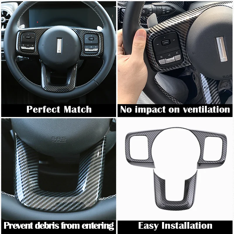 ABS Carbon Fiber Car Inner Steering Wheel Frame Trim Steering Wheel Modified Decorative Accessories for GWM Tank 300 2020-2023