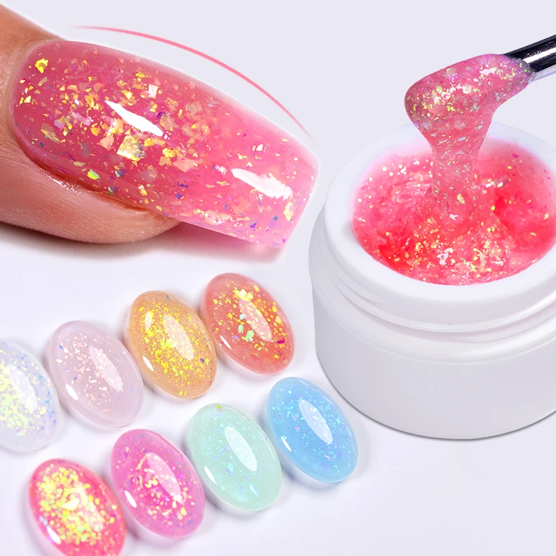 AWStorG 15ML Aurora Glitter Extension Nail Gel Polish Gold Sparking Building Varnish Soak Off Semi Permanent UV LED Gel Manicure