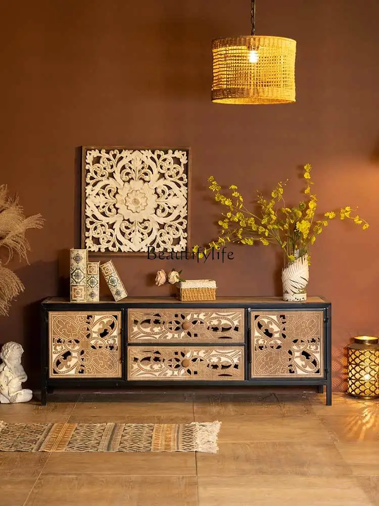 GG8American Country Wrought Iron Xuan Dining Side Famous Storage Cabinet Art Side Cabinet