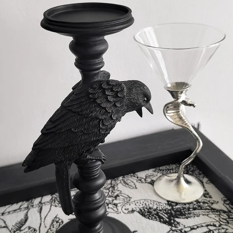 Light luxury dark elements crow candle holder home decoration Christmas creative birthday gift gift box