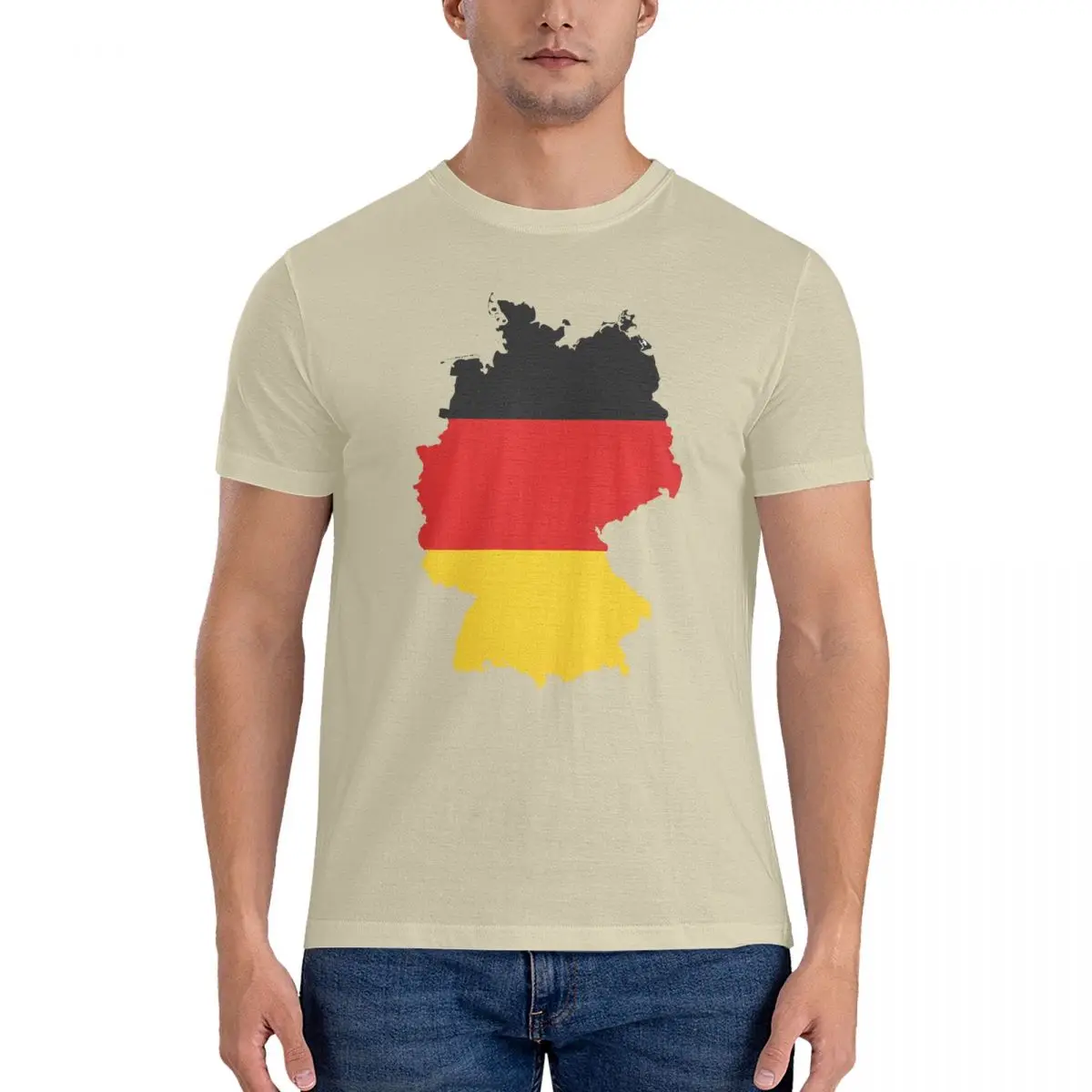 Germany Map Sticker 2024 Men's T Shirt Europe Fashion Tees Short Sleeve Round Collar T-Shirts Cotton Summer Clothes