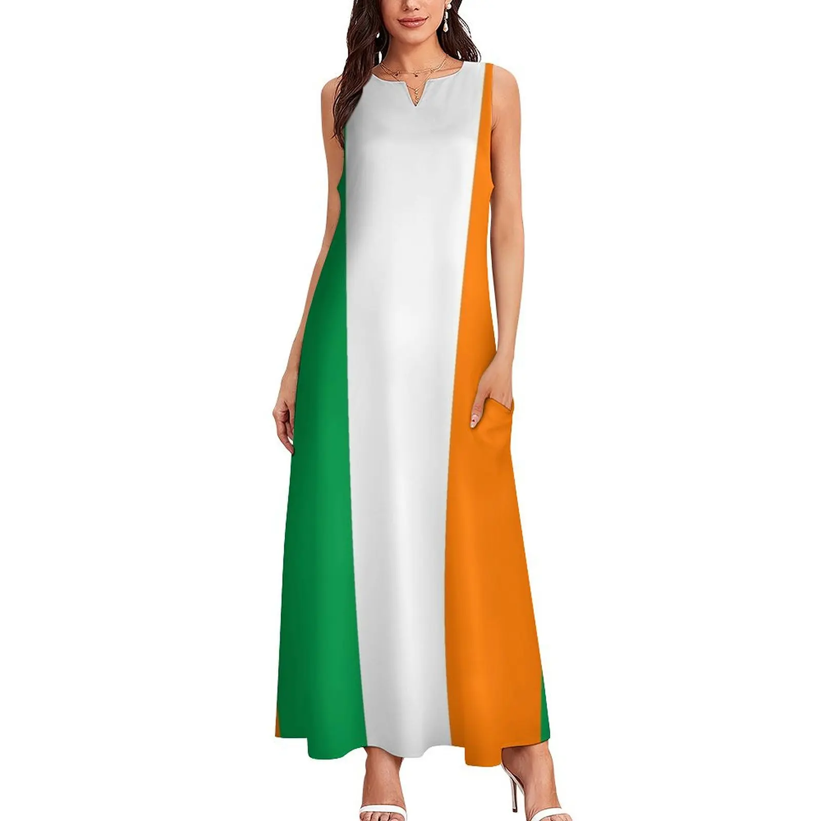 Ireland Flag - Irish T-Shirt Long Dress elegant guest wedding dress elegant dress elegant women