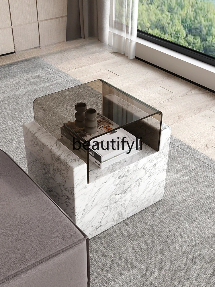 

Italian light luxury minimalist natural marble edge modern minimalist creative corner