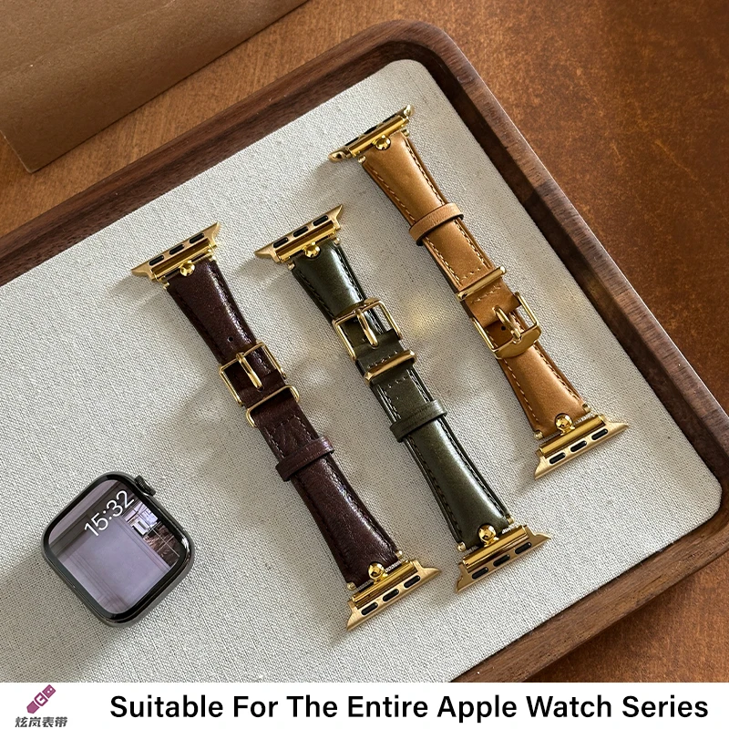 Новый кожаный ремешок для Apple Watch Кожаный ремешок 41 мм-45 мм 49 мм 38 мм 40 мм 42 мм 44 мм Тонкий браслет iwatch series ultra 2 9 8 7 6 5