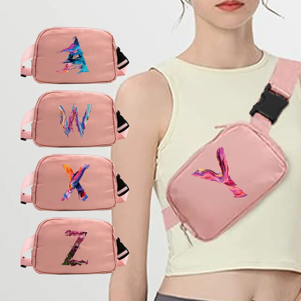 Fanny Packs Cross Bag Women Waist Package Outdoor Sports Pink Organizers Bags Initial Letter Printing Series Unisex Fanny Packs