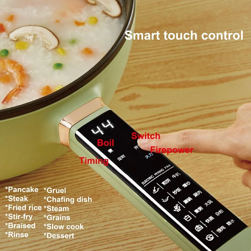 4L متعددة الوظائف مقلاة كهربائية الذكية غير عصا وعاء طباخ كهربائي مقلاة كهربائية سعة كبيرة إناء/ قدر 1400 واط