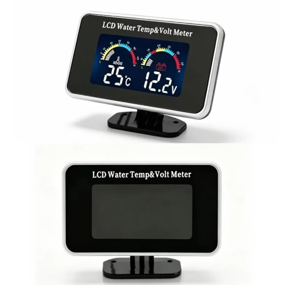 2-In-1 Digital Water Temperature and Voltage Gauge Complete Kit Dual LCD Display Meter Universal