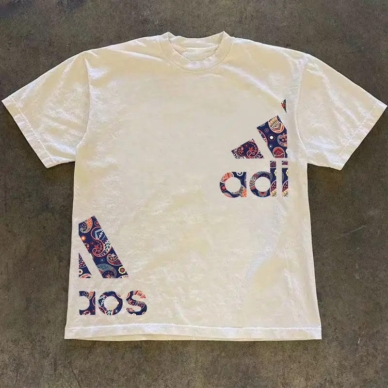 جديد الموضة الأمريكية حرف واحد فقط مطبوعة القطن قصير الأكمام تي شيرت أزياء الرجال والنساء المتخصصة الاتجاه أزياء فضفاضة أعلى