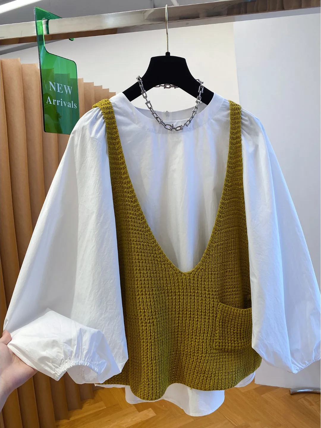 

Корейский свободный вязаный жилет irt Set, универсальный осенний Новое поступление, женская модная повседневная одежда, круглый топ Ne Long Sve