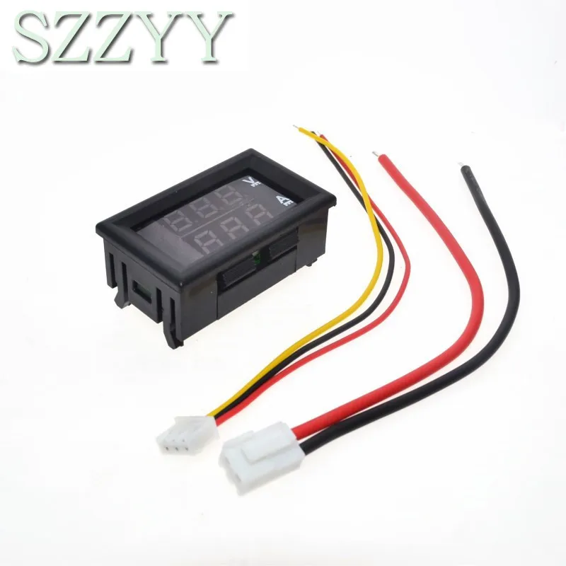 DC 0-100V 10A Digital Voltmeter Ammeter Dual Display Voltage Detector Current Meter Panel Amp Volt Gauge 0.28" Red Blue LED