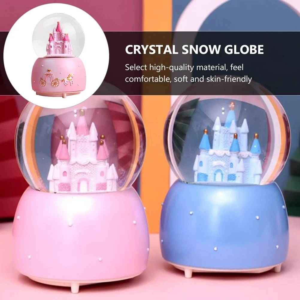 Castle Crystal Ball Music Snow Globe Table Globes Fairy Tale Snowfall Glass Gift for Party Desktop Ornament