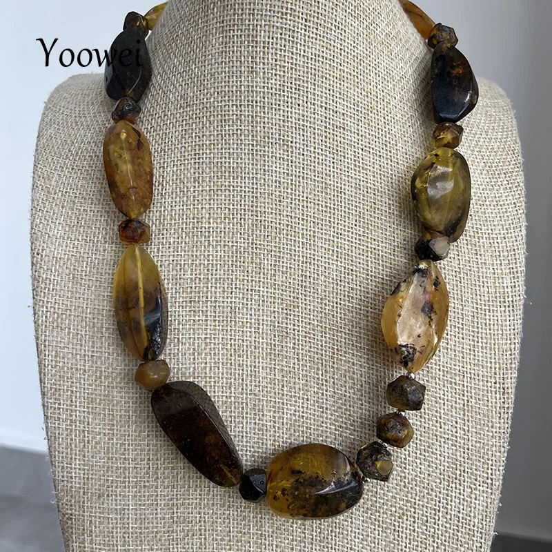 

Big Natural Faceted Amber Necklace for Gift European Baltic Original Long Bead Gogerous 100% Real Amber Healing Jewelry Supplier