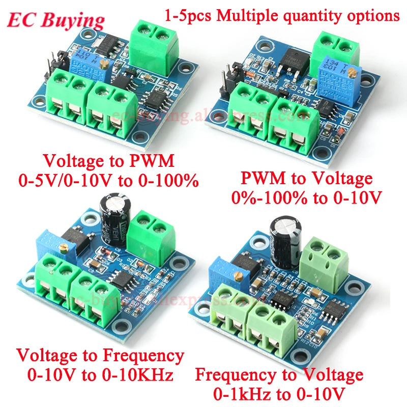 PWM Frequency to Voltage Converter Board Module 0-1KHz to 0-10V 0-10KHz Voltage to PWM Frequency 0-100% 0-5V Adjustable