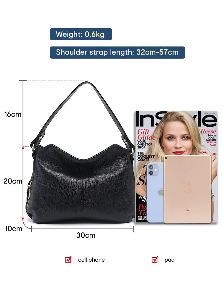 Imagem -03 - Zency Mulheres Bolsa de Couro Genuíno Vintage Retro Bolsas de Ombro Feminino Hobos Casual Crossbody Senhora Preto Clássico Shopper Handbag