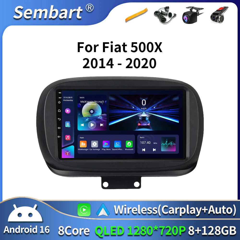 

7862 Android 16 Car Radio For Fiat 500X 2014 - 2020 Wireless CarPlay Android Auto Car Intelligent Systems Stereo BT 4G 2din DVD